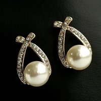 treasured big glossy simulated pearl crystal cross elegant fashion jewelry for women drop dangle earrings