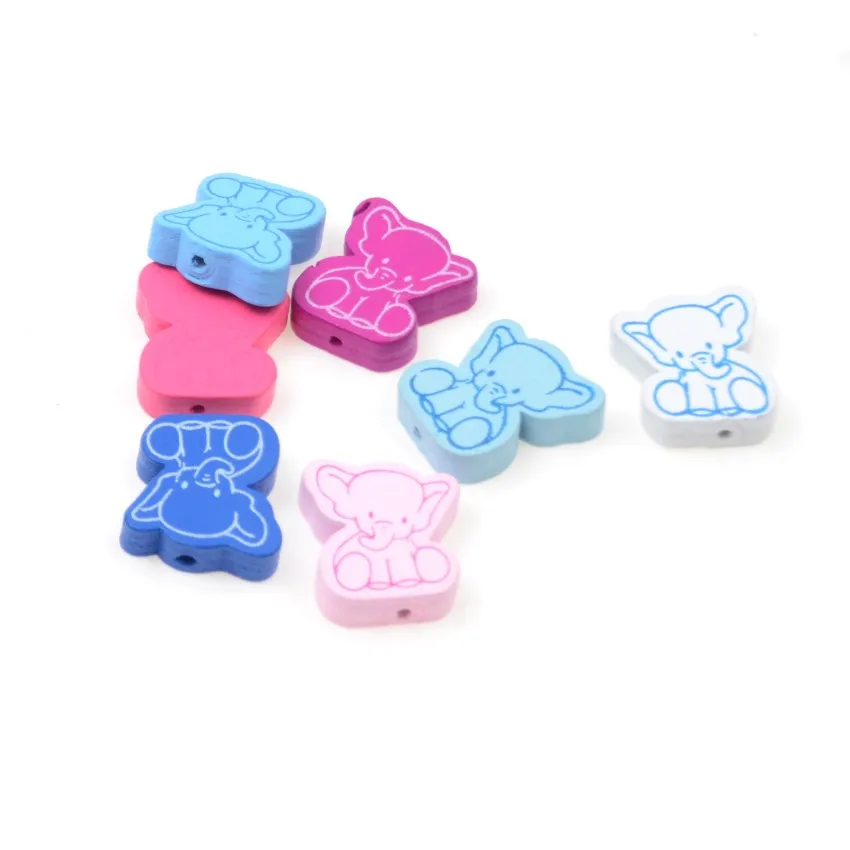 MIAOCHI DIY 30 шт. 20x25 мм Смешанные Цвет животных Слон бусины из натурального дерева для