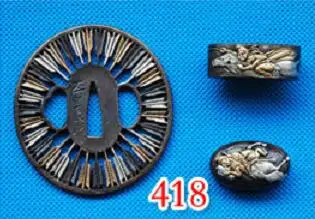 418 Винтажные резные медные латунные защитные Tsuba Fuchi Кашира фитинг японские мечи вакидзаси самурайский меч катана нож - Цвет: 418