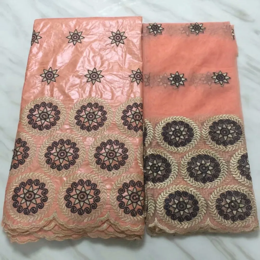 

Cassiel lace material bazin brode getzner nigerian gele headtie nigerian lace fabric 2018 high quality lace with beads 7yard/lot