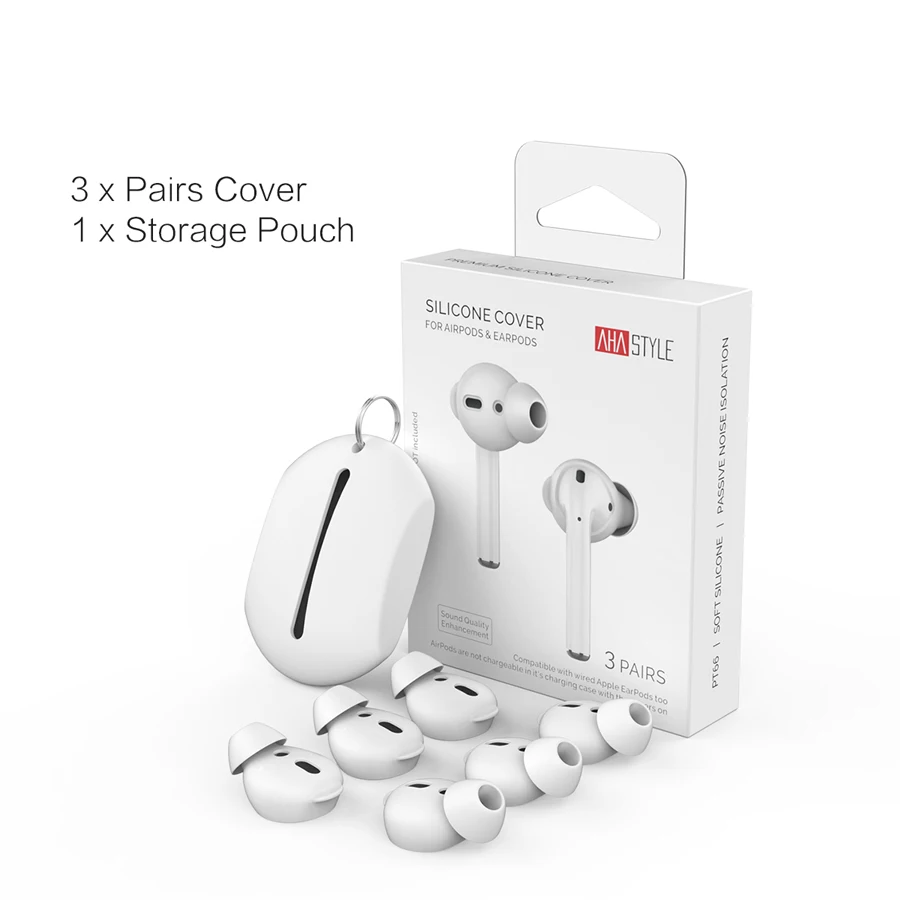 White set 3 пары для AirPods 2 Чехол для наушников чехол противоскользящие наушники-вкладыши шапки+ ушной крючок для хранения чехол для Apple Airpods 2 аксессуары - Цвет: White set