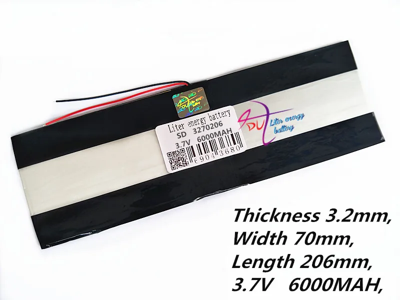 Большая емкость 3270206 3,7 V планшет батарея 6000mah каждый бренд планшет универсальные перезаряжаемые литиевые батареи