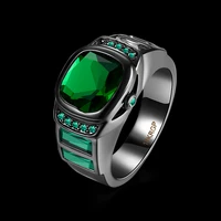 new statement jewelry green cubic zirconia rings for women black gun ring size 6 7 8 ar2021