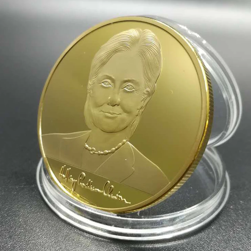 10 шт. железная женщина Клинтон 1 OZ 24K покрыто настоящим с позолотой знак в