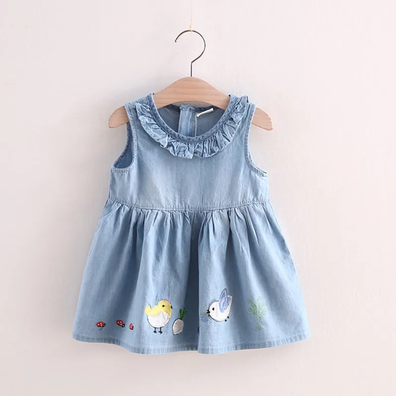 

Wholesale Summer Cotton Embroidery Denim Girls Dresses