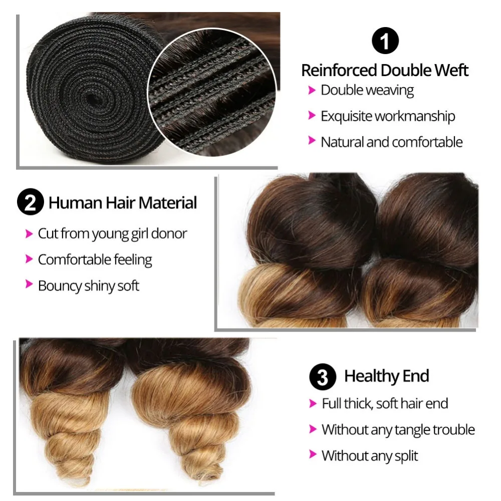 Чёрный коричневый блонд свободная волна эффектом деграде (переход от темного к