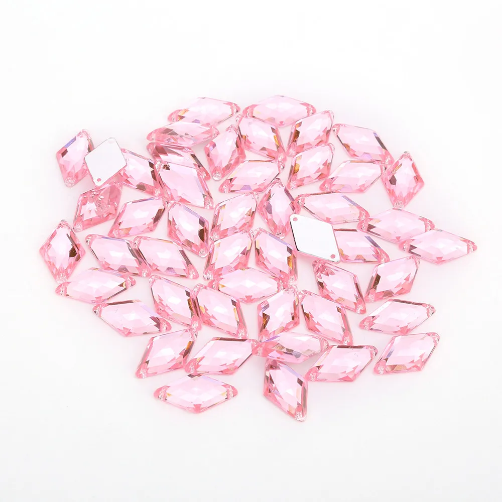 Pink Tpsmc 100 шт 10 мм x 18 мм Ромб акриловые Пришивные из стразов для одежды обувь сумки, швейные принадлежности DIY ремесла - Цвет: Pink