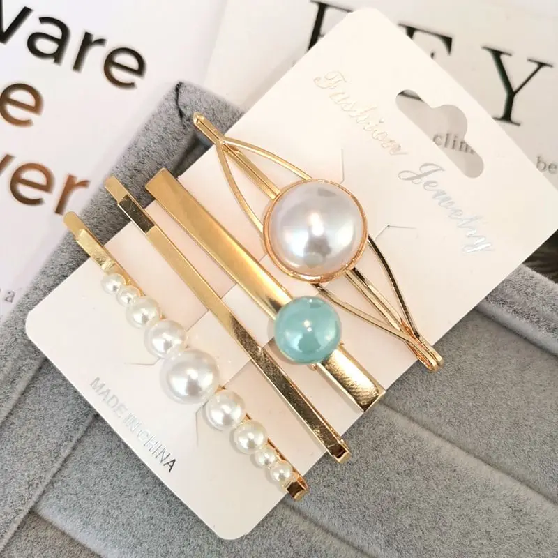 4 шт./компл. модные корейские Металлические шпильки для волос имитация жемчуга