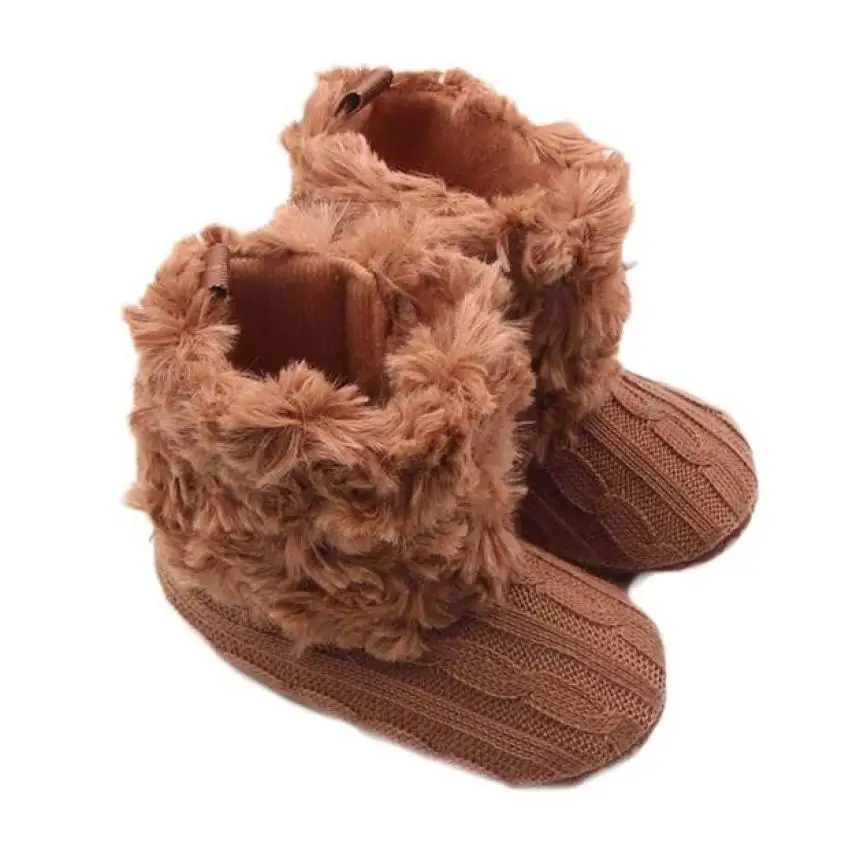 Зима 2017 детские ботинки для новорожденных вязаные крючком флисовые маленьких