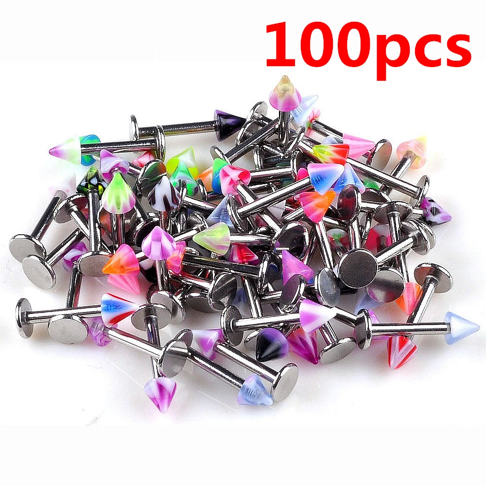 100pcs/Lot Mixed Ball Tongue Ring Navel Nipple Barbell Rings Bars Body Jewelry Piercing | Украшения и аксессуары