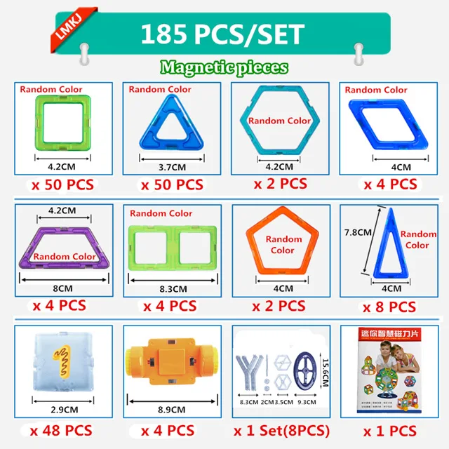 CL-Mini-185PCS DIY Мини Магнитный дизайнерский Сборная модель набор строительных блоков пластиковые магниты кирпичи Обучающие Детские игрушки для детей Подарки - Цвет: CL-Mini-185PCS