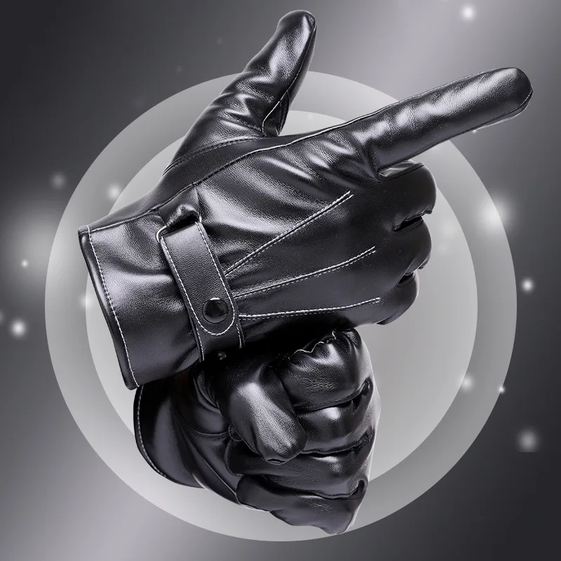 Winter Men's Ooutdoor Sport Fishing Hunting PU Leather Gloves Fashion Classic Three Leaning Black Thin | Спорт и развлечения