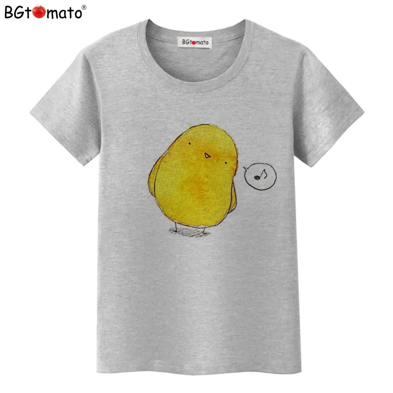 BGtomato футболка Милая футболка с маленькой желтой курицей Горячая Распродажа, летние женские футболки, стиль, kawaii, Милая женская футболка