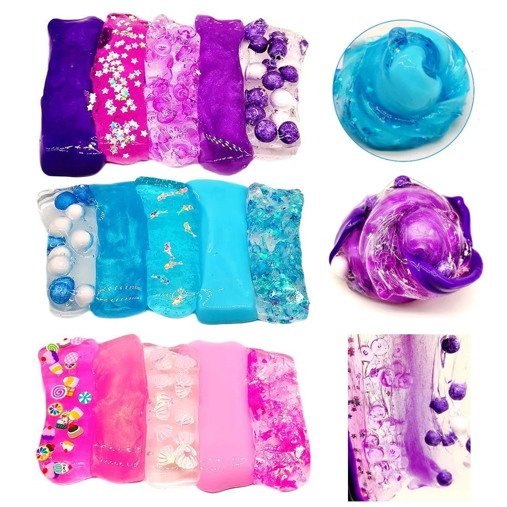 

Creative 5IN1 Slime Fluffy Slime Beads Slime Kit Clay Mud Lizun Playdough Stress Relief Cotton Slime Kids Toy Gift for Children