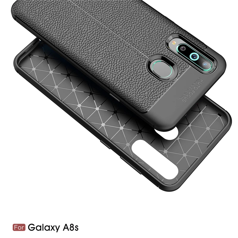 Чехол для Samsung Galaxy A8S прочный корпус в стиле личи бампер силиконовый чехол A8s |