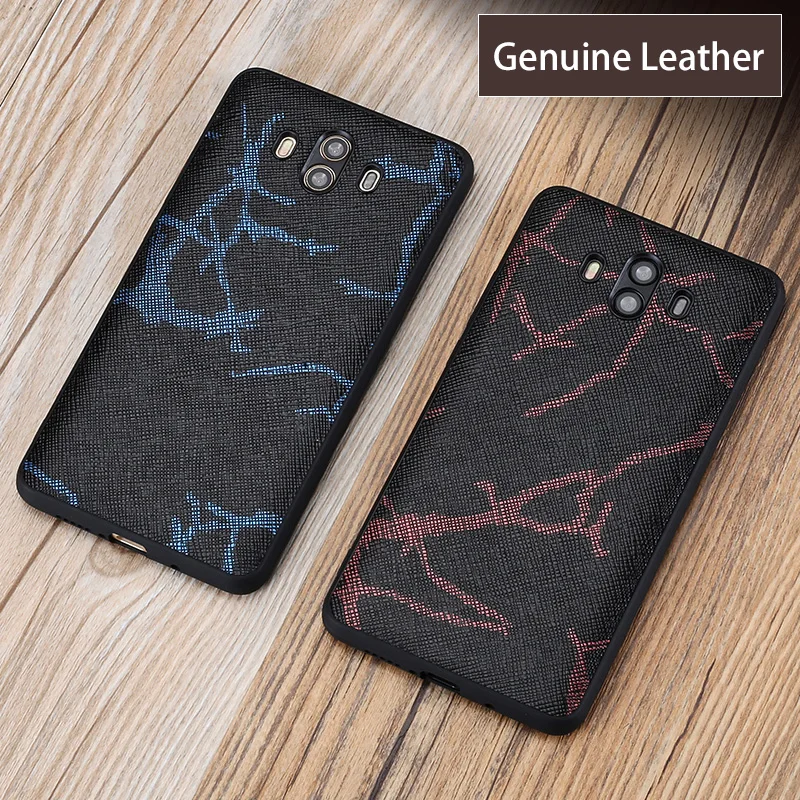 Роскошный чехол из натуральной кожи для телефона HUAWEI Mate 9 10 текстурная задняя