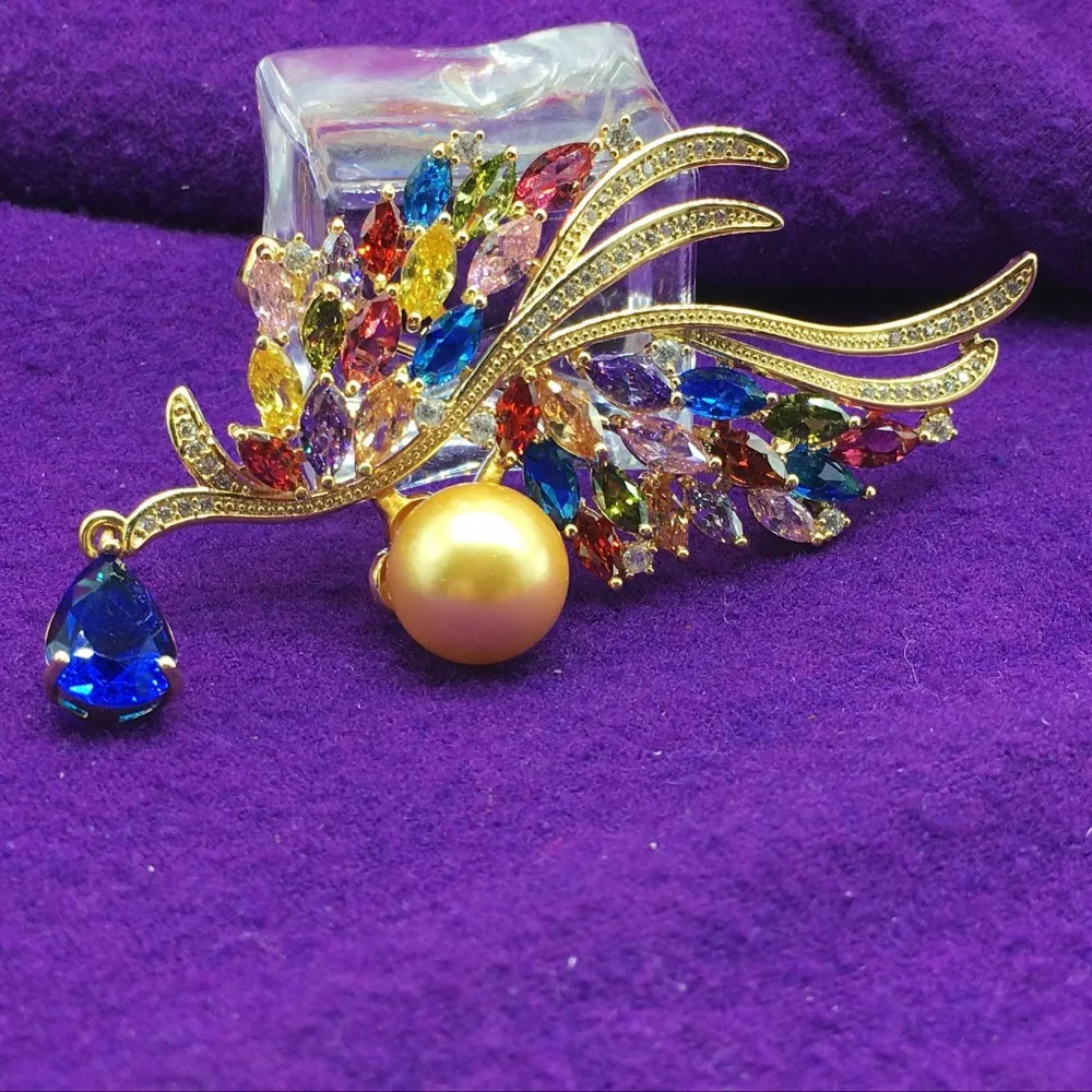 Женская Брошь в виде снежинки ALPHONSE Элегантная с жемчугом и цирконом для