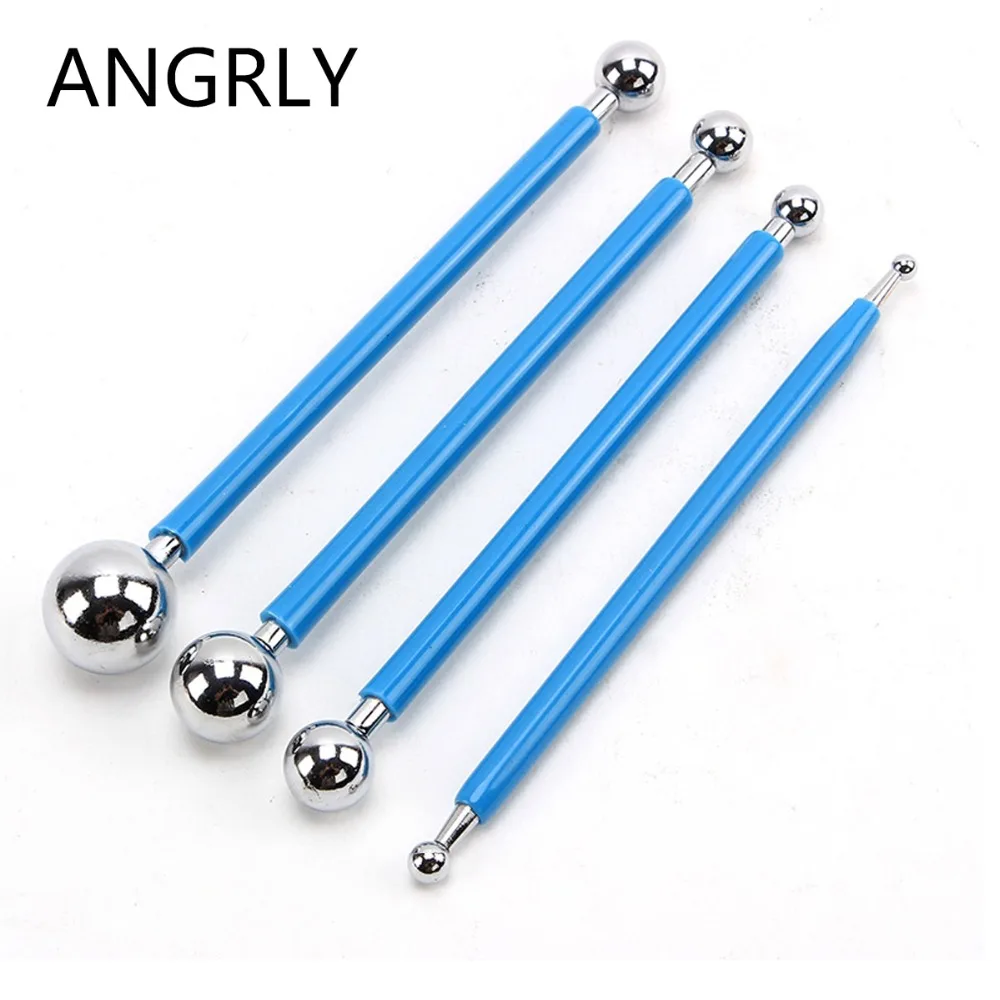 

4pcs Stainless Molding Ball Tool Sticks Sugar craft Fondant Cake Decorating Kit Flower Molds Kitchen Dessert Decoration Supplies