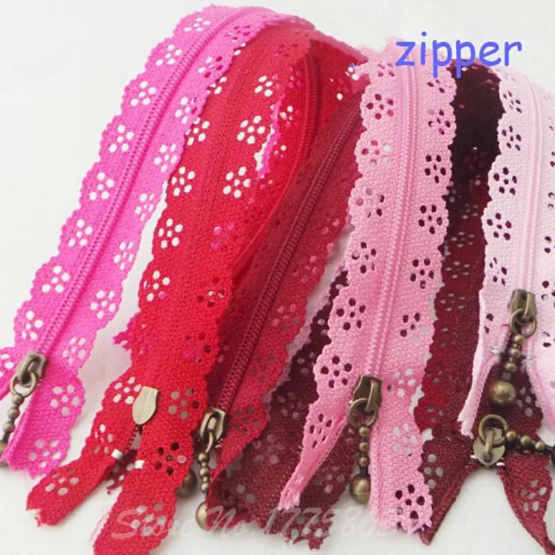Случайный цвет 6 шт./лот 30 см молнии кружева нейлон отделка молния для шитья