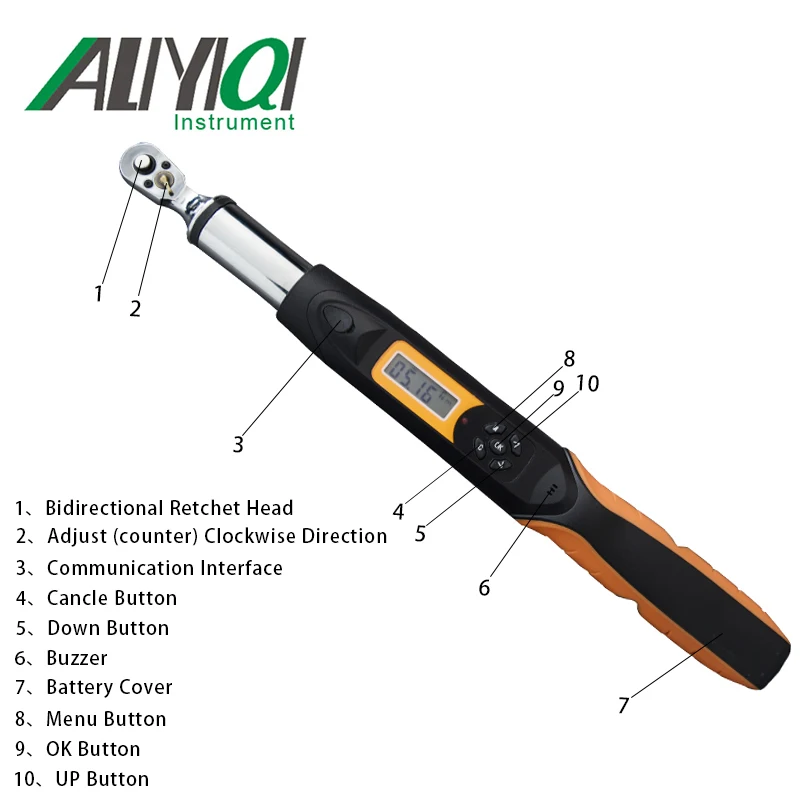 

Aliyiqi 340N.m 1/2 Digital Torque Wrench AWG4-340Bidirectional ratchet head 36 teeth high accuracy 2% top quality tools