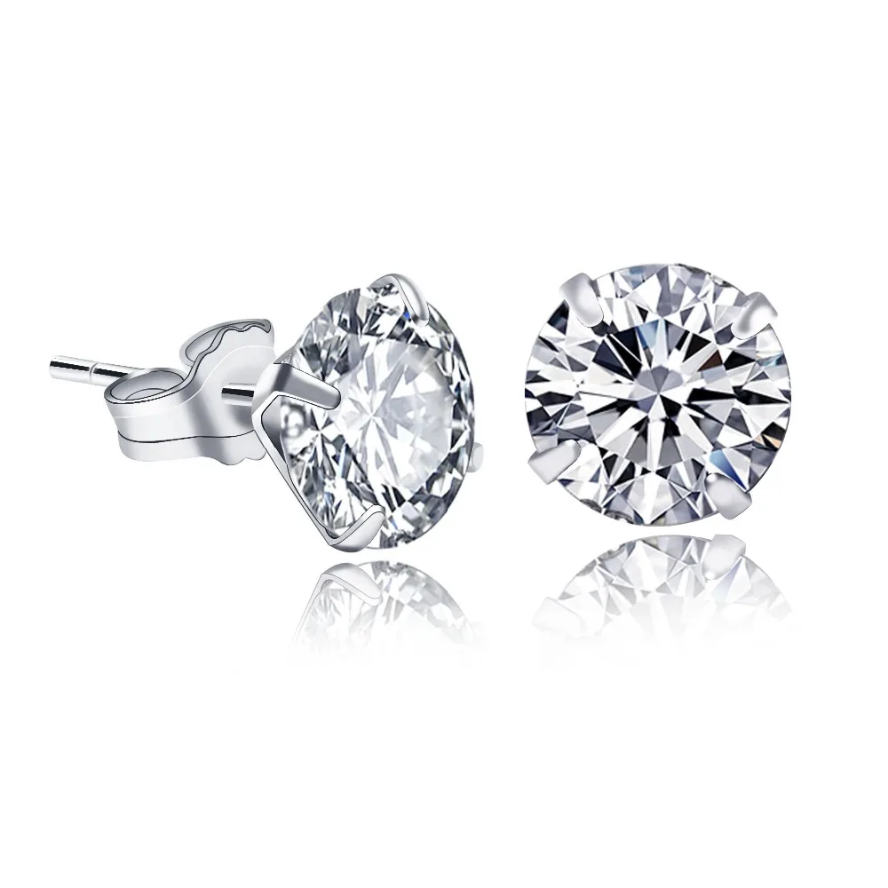 Женские серьги-гвоздики из нержавеющей стали с фианитами | Украшения и