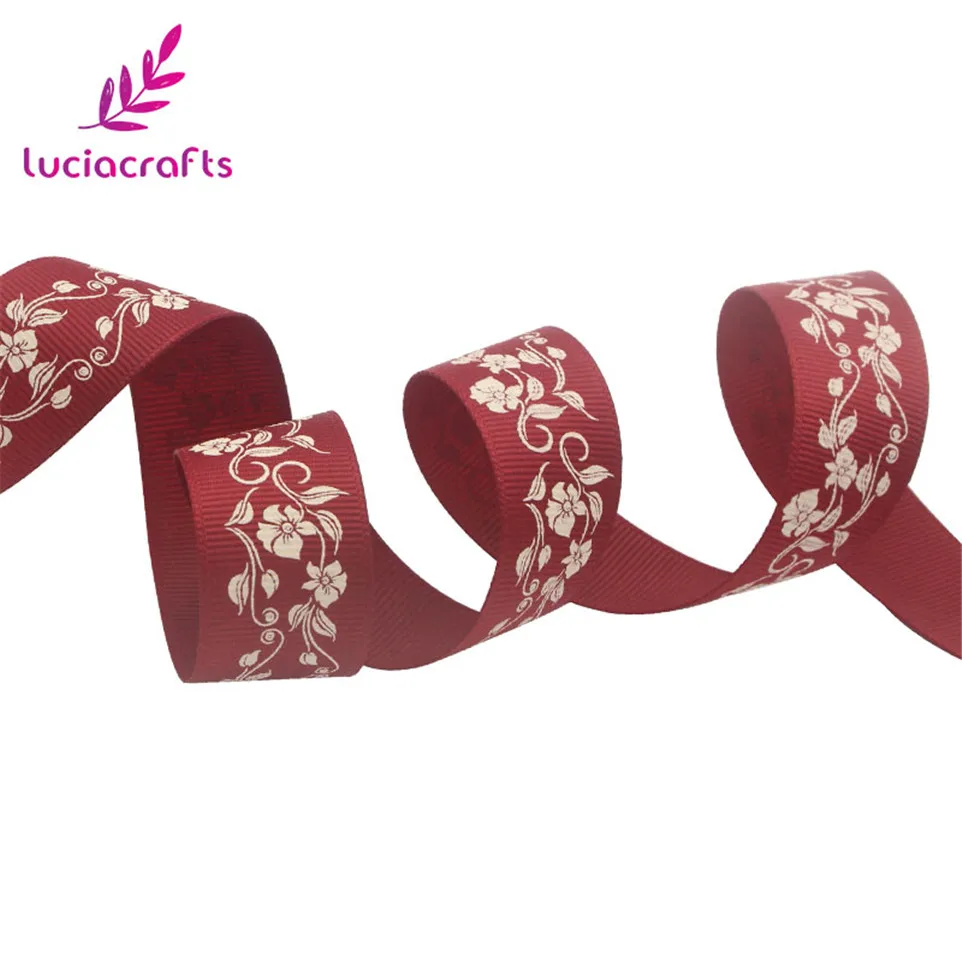 Lucia crafts 5/6 ярдов/партия 25 мм печатные цветы Корсажная Лента Сделай сам бант ремесло головной убор подарочная упаковка материалы ручной работы S0507