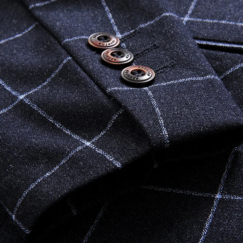 Мужской Блейзер Классический Клетчатый деловой пиджак приталенный элегантный в