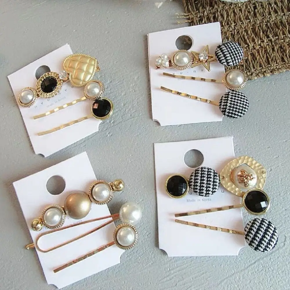 3 шт./компл. с рисунком гусиные лапки Кнопка подражание жемчужина Заколки для