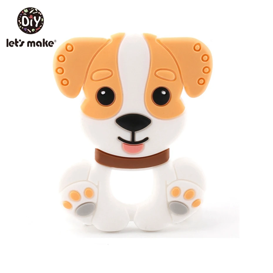 dog d Let'S Make/1 шт., силиконовый Прорезыватель для зубов, жемчужные бусины, цветок розы, Прорезыватель для зубов, игрушки для малышей, погремушка, детская игрушка, силиконовый Прорезыватель для зубов - Color: dog d