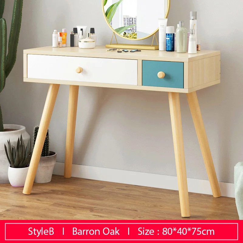 B-80cm-Oak Спальня комоды деревянный туалетный столик с ящиком косметический Органайзер шкаф для хранения Модный компьютерный стол мебель для спальни - Цвет: B-80cm-Oak