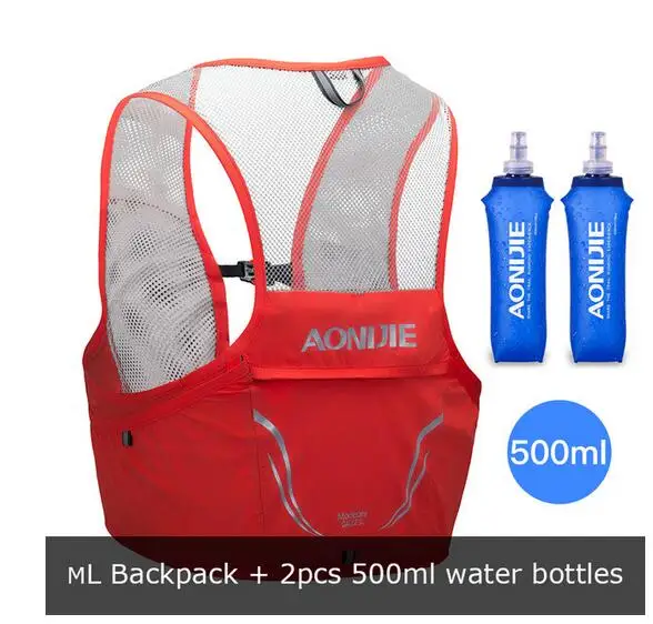 Orange-ML-500ML AONIJIE 2.5L Outdoor Lightweight Hydration Backpack Rucksack Bag Vest Hiking Camping Running Marathon 500ML Soft Flask - Цвет: Orange-ML-500ML