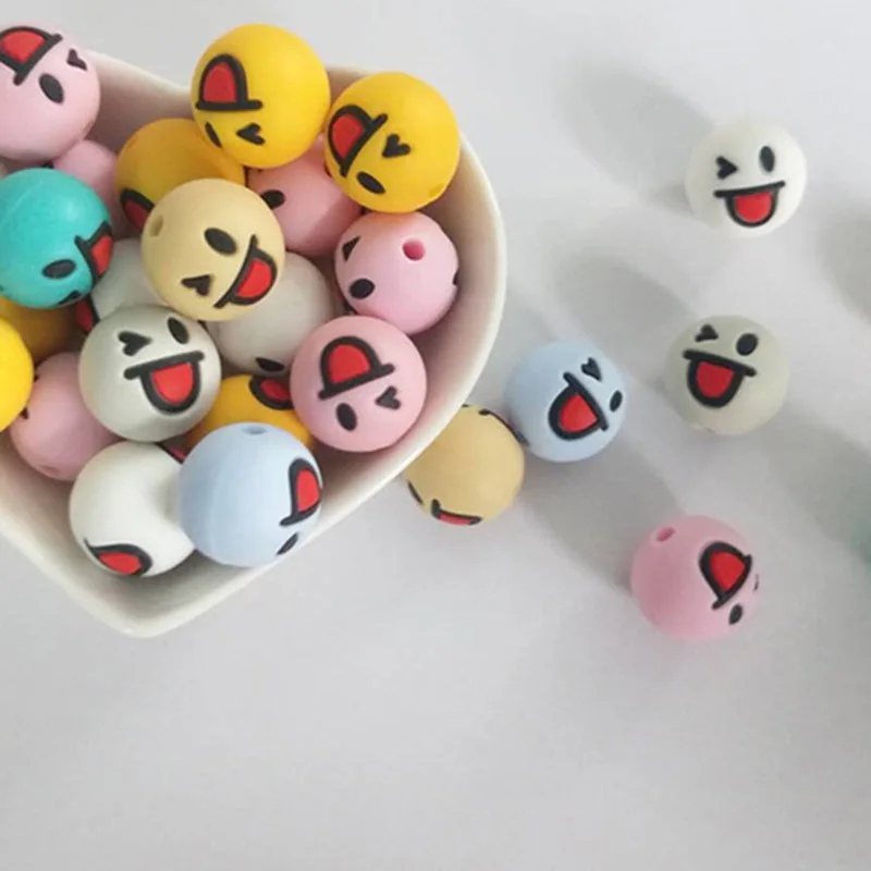 Чип и Дейл 5 шт. 15 мм силиконовые бусины смайлик детские круглые жевательные BFA