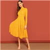 SHEIN Платье Клёш В Клетку С Длинным Рукавом Клетчатое Платье С Расклешенной Юбкой