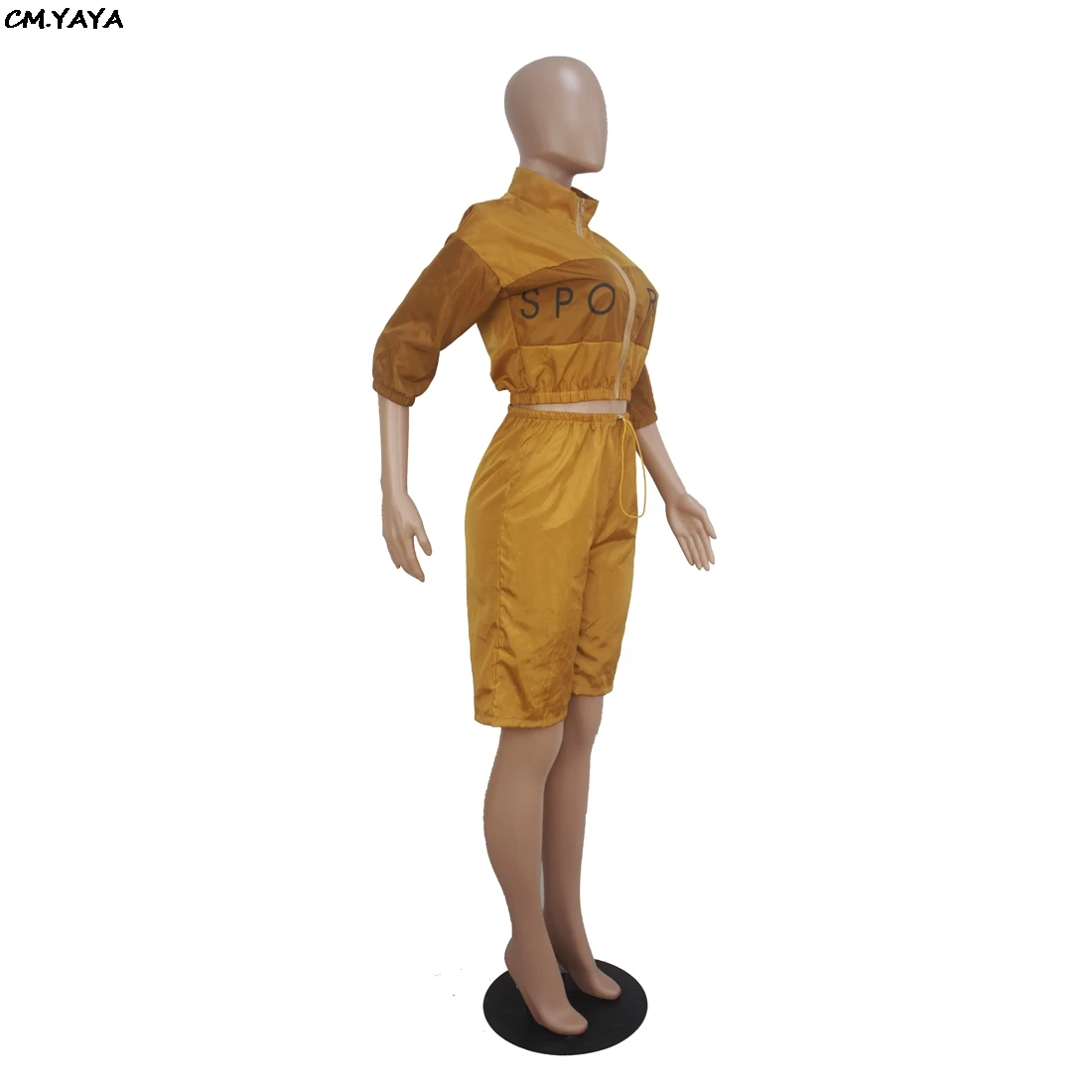 Женский спортивный Тренч на молнии с коротким рукавом и буквенным принтом