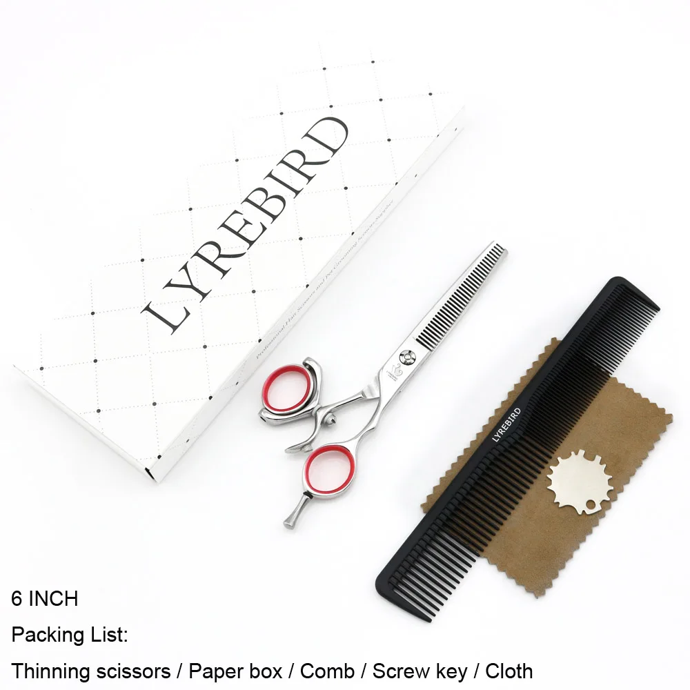 Thinning box 6INCH Профессиональные ножницы для волос 5,5 дюймов 6 дюймов Серебристые 360 поворотные ручки для большого пальца Парикмахерские ножницы Lyrebird высокого класса Новинка - Цвет: Thinning box 6INCH