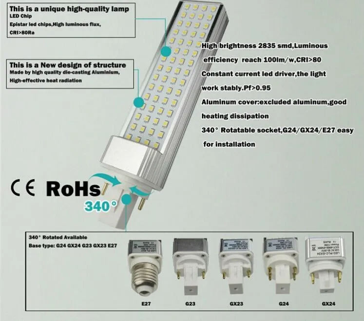 10 шт./лот 6 Вт 8 12 E27 G23 LED PL corn light G24 led PLC lamp AC85 265V|lamp twist|lamp photographylamp rgb |