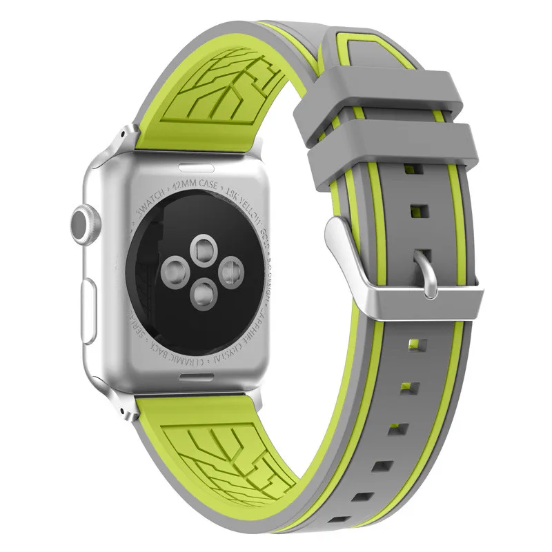 Смешанный полосатый цветной спортивный ремешок для Apple Watch 38 мм 42 мм мягкий силиконовый ремень Сменные часы полосы для iwatch серии 3/2/1
