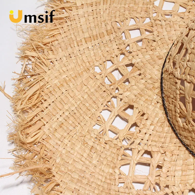 Летняя однотонная соломенная шляпа в стиле ретро с широкими полями для женщин