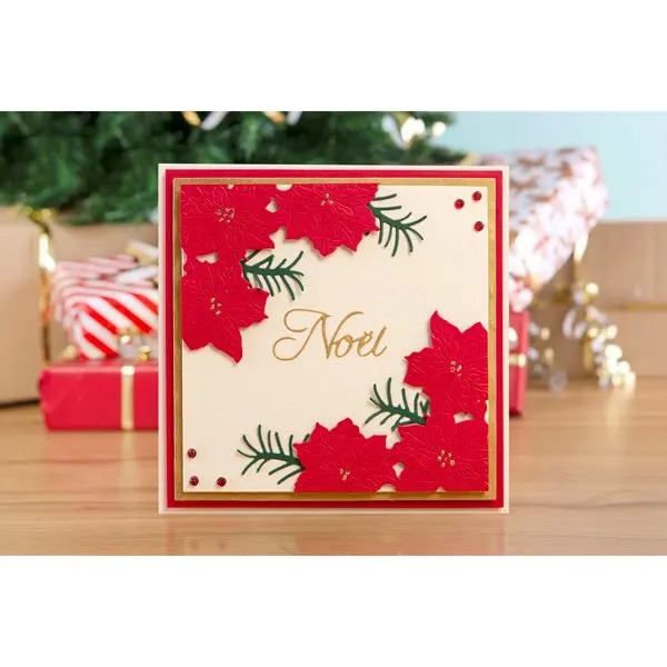 Ufurty Poinsettia Joy металлические штампы для резки рамка бумажные карточки скрапбукинга