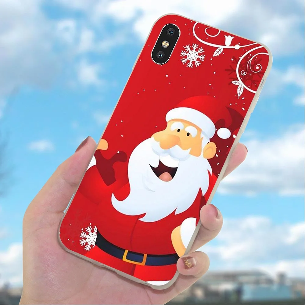 Мягкий Рождественский новогодний чехол из ТПУ для телефона iPhone 8 6 Plus чехлы 7 5 X 6S