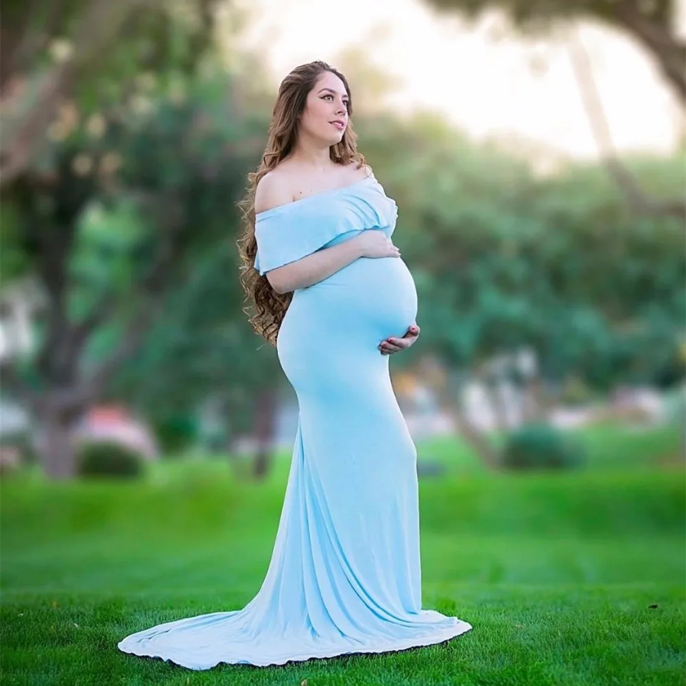 Le Couple Ruffles для беременных реквизит для фотосъемки длинное платье с вырезом лодочкой Джерси хлопок для беременных фотосессия макси платья платье