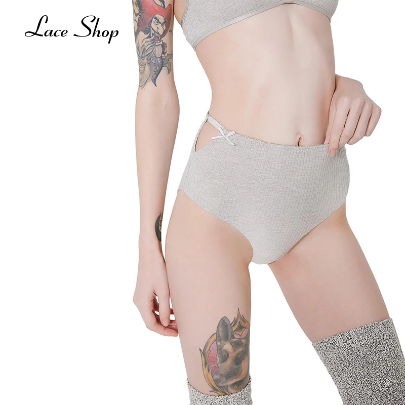 Laceshop Для женщин однотонные серые пикантные новые модные pantis стороны