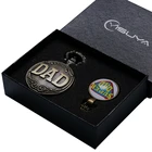 Подарочный набор стимпанк папа кварцевые карманные часы мужские бронзовые кулон часы ожерелье часы Рождество День рождения Подарочная коробка