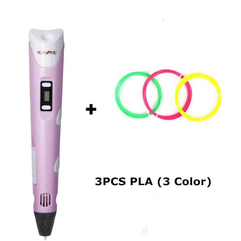 Pink pen add 9M PLA IGRARK 3D печатная Ручка DIY 3D чертежный принтер ручка с ABS нитью лучший для детей 3D живопись День рождения Рождественский подарок - Цвет: Pink pen add 9M PLA