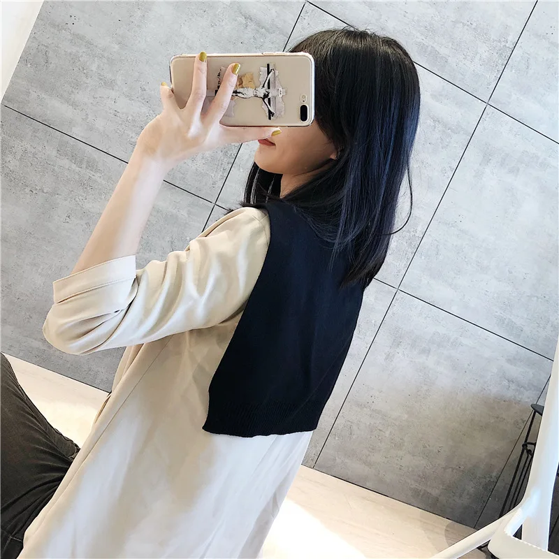 Модный классический полосатый вязаный воротник рубашка Поддельный Воротник