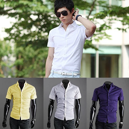 Новое поступление Мужская мода летом прохладно отложным воротником Подпушка Slim