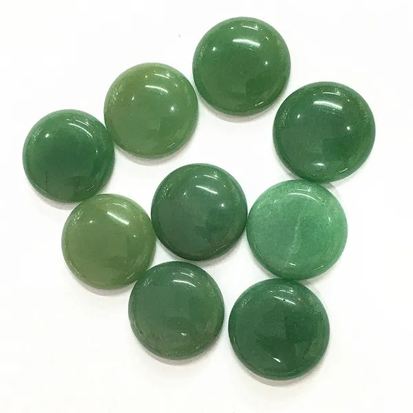 green Aventurine Газель 12 шт. кабошоны из натурального камня Круглые бусины 25 мм тигровый глаз Малахит Агаты опал модные бусины для изготовления ювелирных изделий - Цвет: green Aventurine