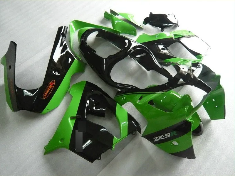 Комплект обтекателей для KAWASAKI Ninja ZX9R 00 01 ZX 9R 2000 2001 zx 9r ABS зеленый глянцевый черный
