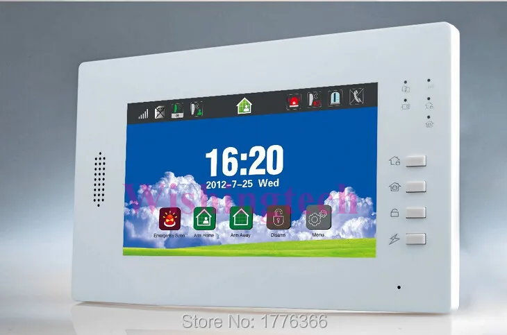 Personalized alarm kit 7 inch touch screen 868MHZ FSK Smart home security GSM system supported IP camera&ampappliance control |