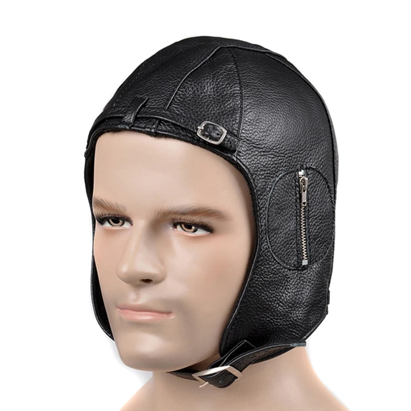 Exclusive 2021 Winter Man Genuine Pure Leather Fur Pilot Flight Caps Male Black/brown Unique Windproof Motorcycle Helmet Hats